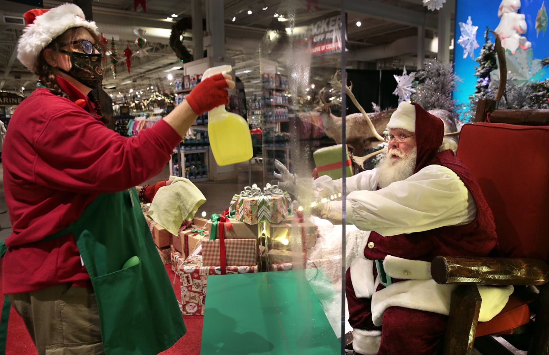 Sanitized Santa appears behind the glass